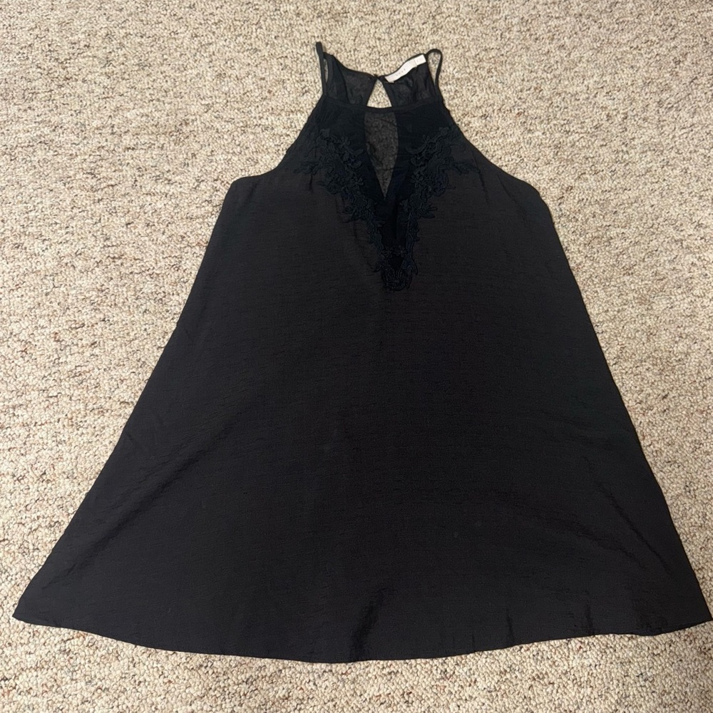 Lush Black Lace Detail Dress